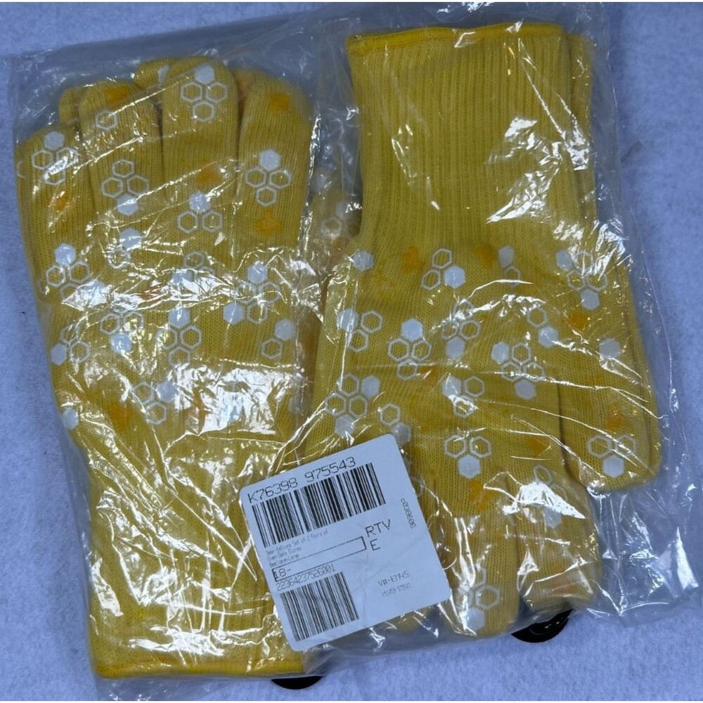 2 Pairs Yellow Beekeeping Gloves Oven Safe Heat Resistant Honeycomb Large